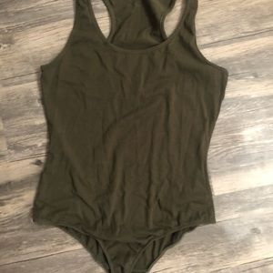 Olive green racer back bodysuit